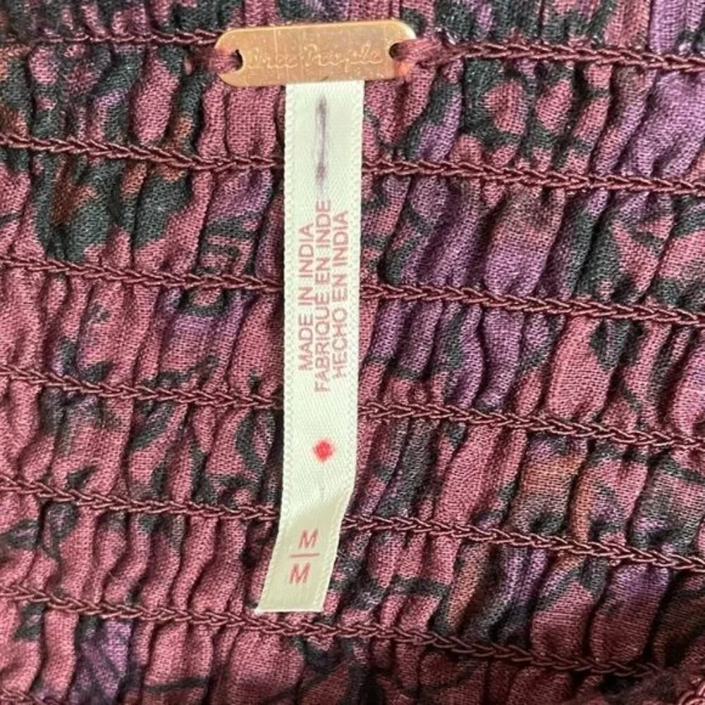 Free People Smock It To Me Mini Dress Hazelnut Combo Size Medium NWOT